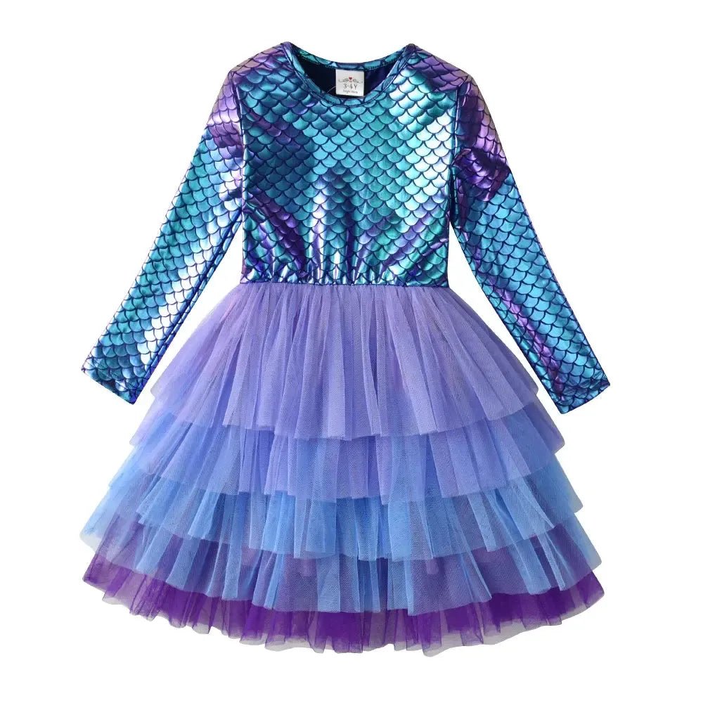 Girls Mermaid Princess Dress – Layered Tulle Party Outfit - Bennys Beauty World