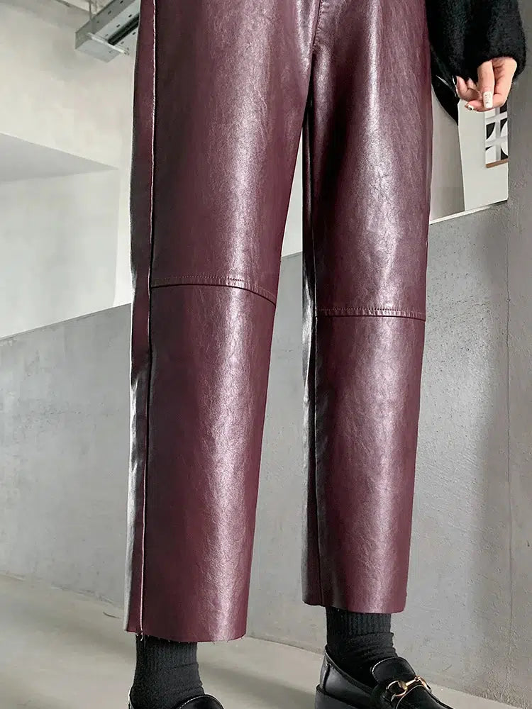 Fall and Winter PU Leather Trousers Pants For Women