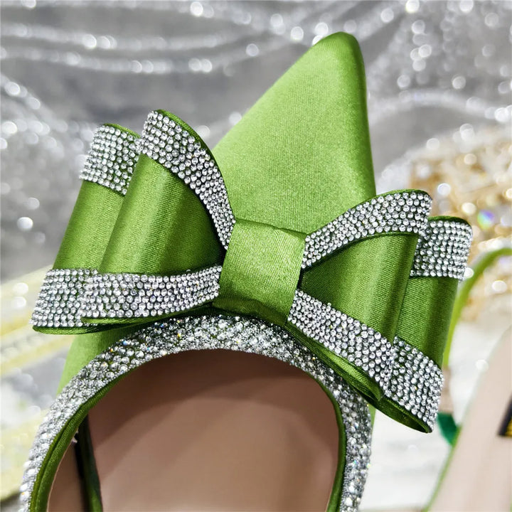 Women Hollowed Out Embroidery Rhinestone Shoes and Bag