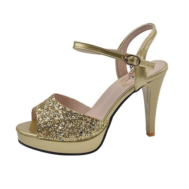 Gold Platform Sandals Women's Bling High Heel Shoes-Shoes-Bennys Beauty World