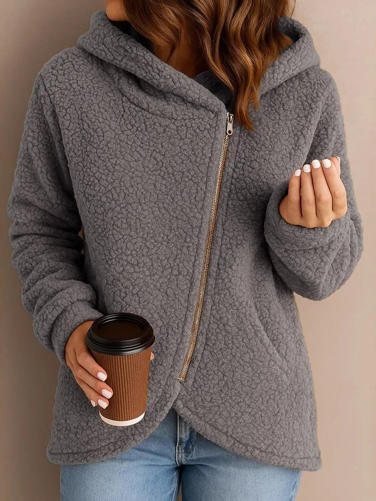 Women's Warm Thickened Fleece-lined Sweatshirt Y2k Clothes Woman Hooded Top Zipper Cardigan Winter Trendy Style Lamb Wool Jacket