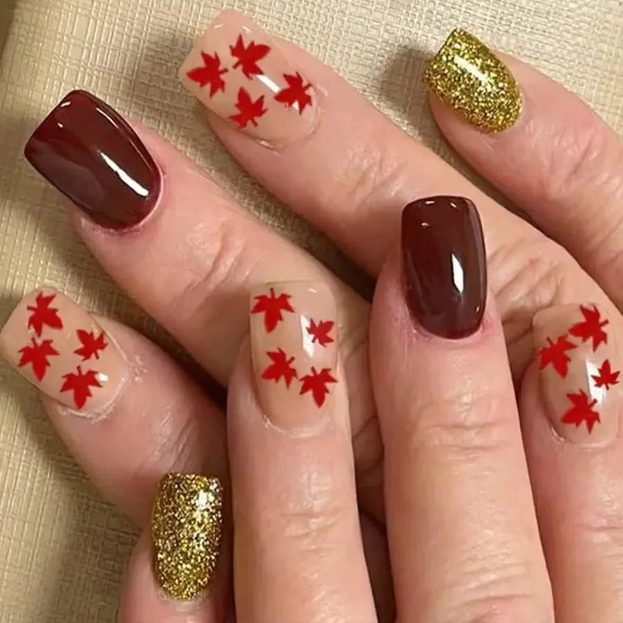 Short Square French Flower Press - On Nails 24 Pcs - Bennys Beauty World