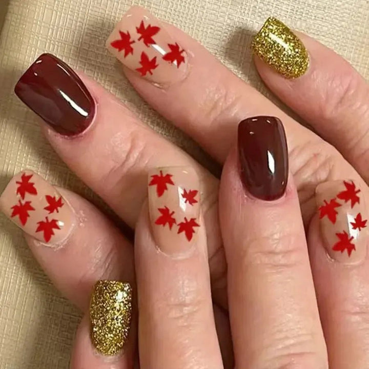 Short Square French Flower Press - On Nails 24 Pcs - Bennys Beauty World