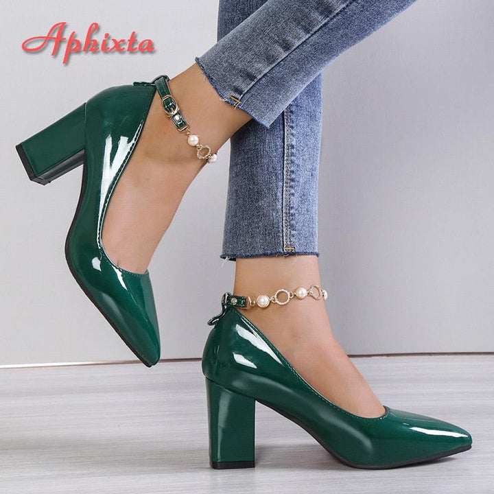 Luxury 7cm Chunky Heels Pumps Women Shoes-Shoe-Bennys Beauty World