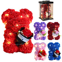 Artificial Flowers Bear With Box Valentines Day Gifts