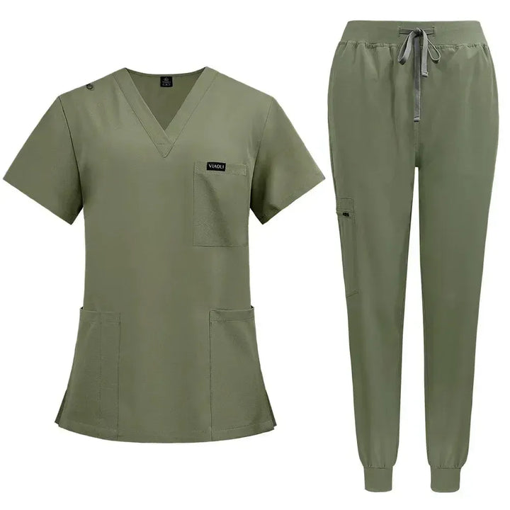 Women's Medical Scrub Set – V-Neck Clinical Uniform with Pockets-Scrubs-Bennys Beauty World