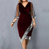 Women's Sequin Mesh Long Sleeve Asymmetrical Formal Dress-Dress-Bennys Beauty World