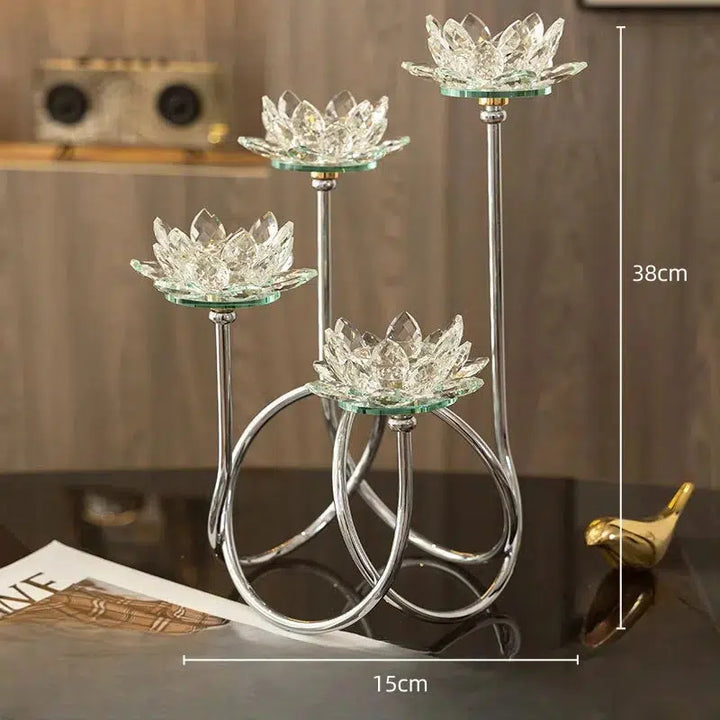 Crystal Candles Lotus Metal Candle Holder Candleholder Wedding Centerpieces Candle Stick Holder Home Decoration Accessories-Arlik interiors