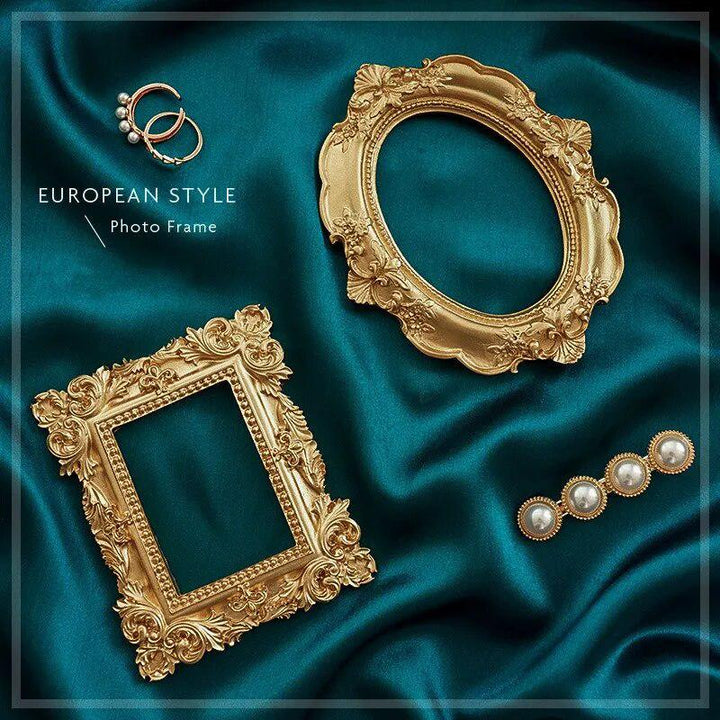 Golden Retro Photo Frame Nail Art Jewelry Decoration Home Decoration Photography Background Shooting Photo Props-Arlik interiors