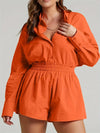 Casual Color Matching Single-Breasted Shirt and Elastic Shorts Set