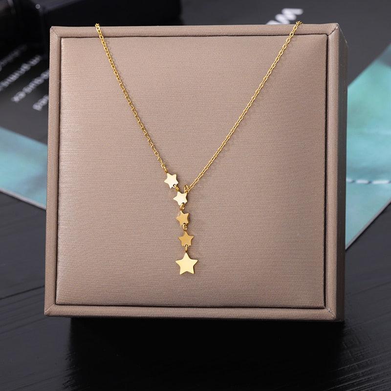 Stainless Steel Star And Moon Butterfly Pendant-Jewelry-Bennys Beauty World