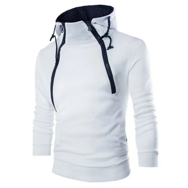 Hot selling new style fashionable placket double zipper cardigan contrasting color hooded jacket fleece hoodie custom logo print