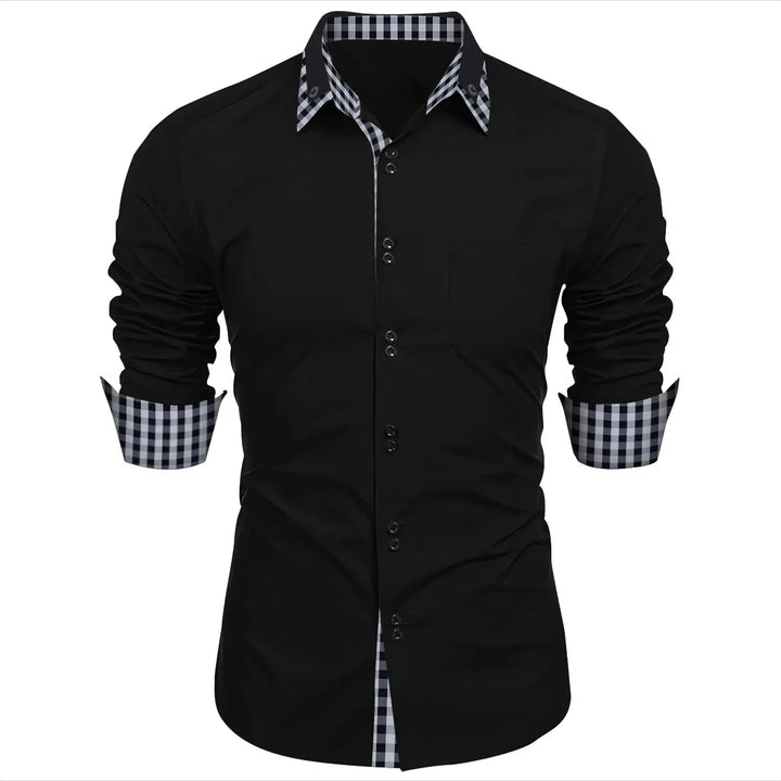 Cross-border new fashion trend men's spring autumn men's plaid shirt-Shirts-Bennys Beauty World