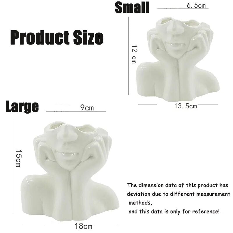 White Ceramic Body Art Vase Shy Girl Decorative Ornament Flower storage Living Room decoration Nordic style home decor-Arlik interiors