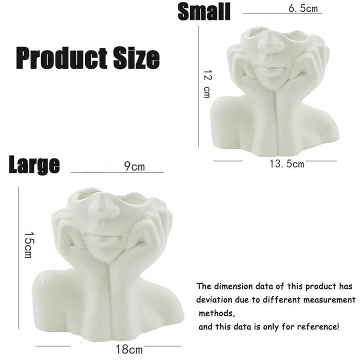 White Ceramic Body Art Vase Shy Girl Decorative Ornament Flower storage Living Room decoration Nordic style home decor-Arlik interiors