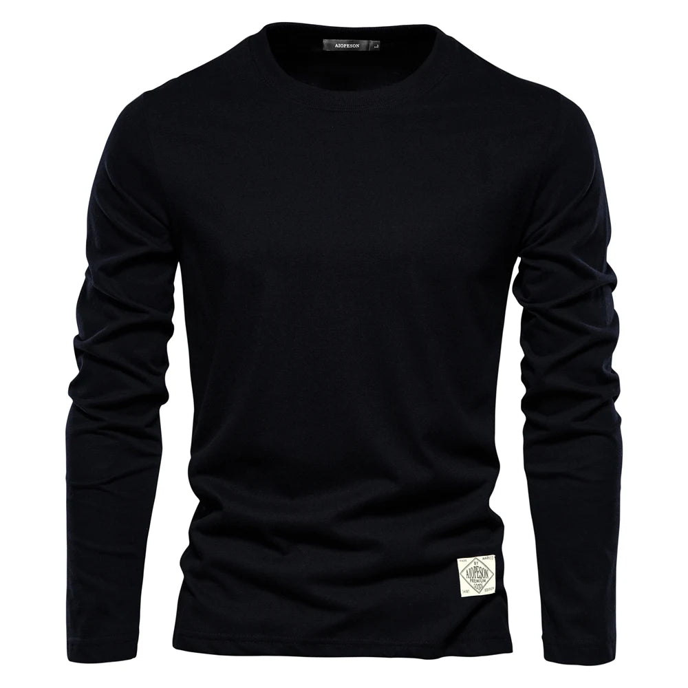 Cotton Long Sleeve T Shirt For Men Solid Spring Casual Mens T-shirts