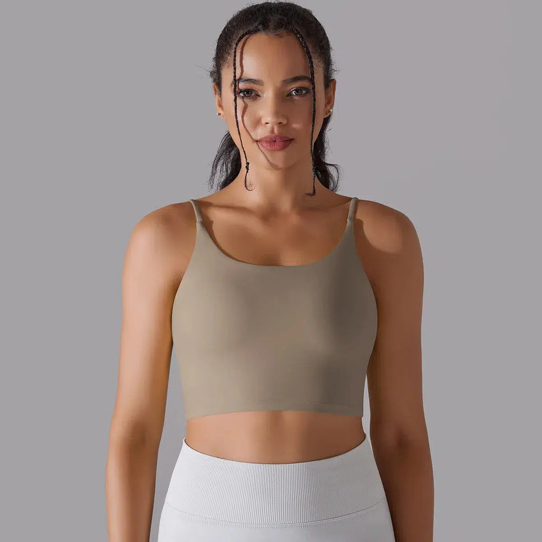 Women Solid Double Sided Nylon Bras Knitting High Elastic Tank Tops-crop top-Bennys Beauty World