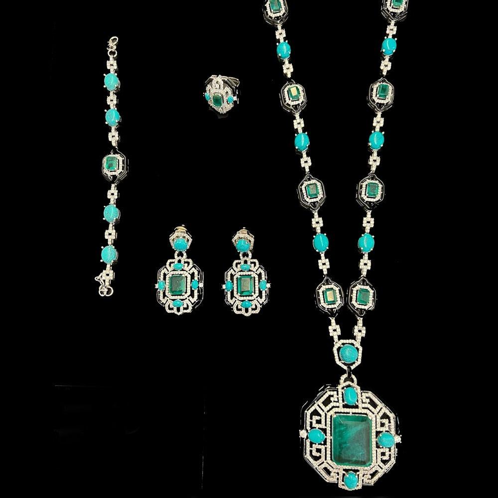 New Fashion Turquoise UAE Dubai Bridal Jewelry Set For Women