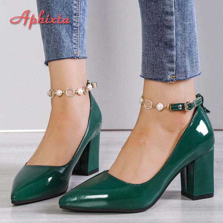 Luxury 7cm Chunky Heels Pumps Women Shoes-Shoe-Bennys Beauty World