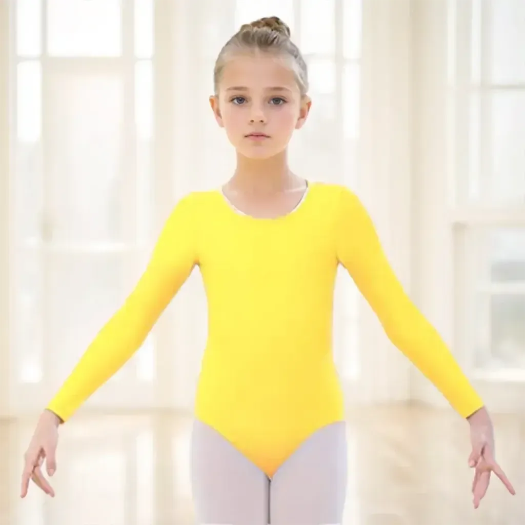 Girls Long Sleeve Ballet Leotard – Gymnastics &amp; Dance Bodysuit - Bennys Beauty World