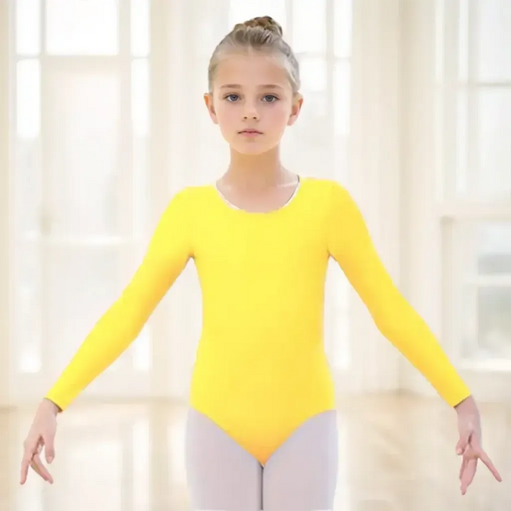 Girls Long Sleeve Ballet Leotard – Gymnastics &amp; Dance Bodysuit - Bennys Beauty World