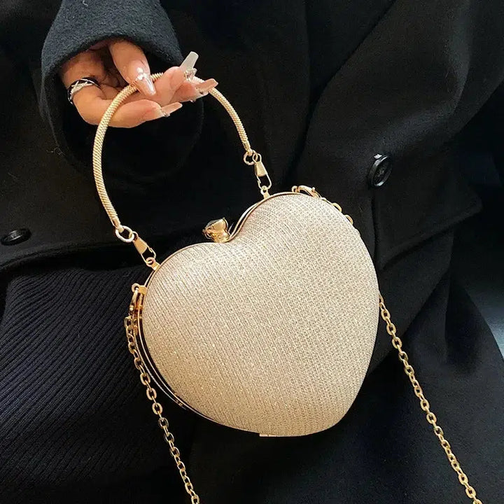 Evening Clutch Bag Women Bag Shiny Handbag Heart Shaped Bags-bag-Bennys Beauty World