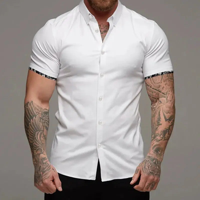 Men's Summer Solid Color Business Professional Shirt-shirt-Bennys Beauty World