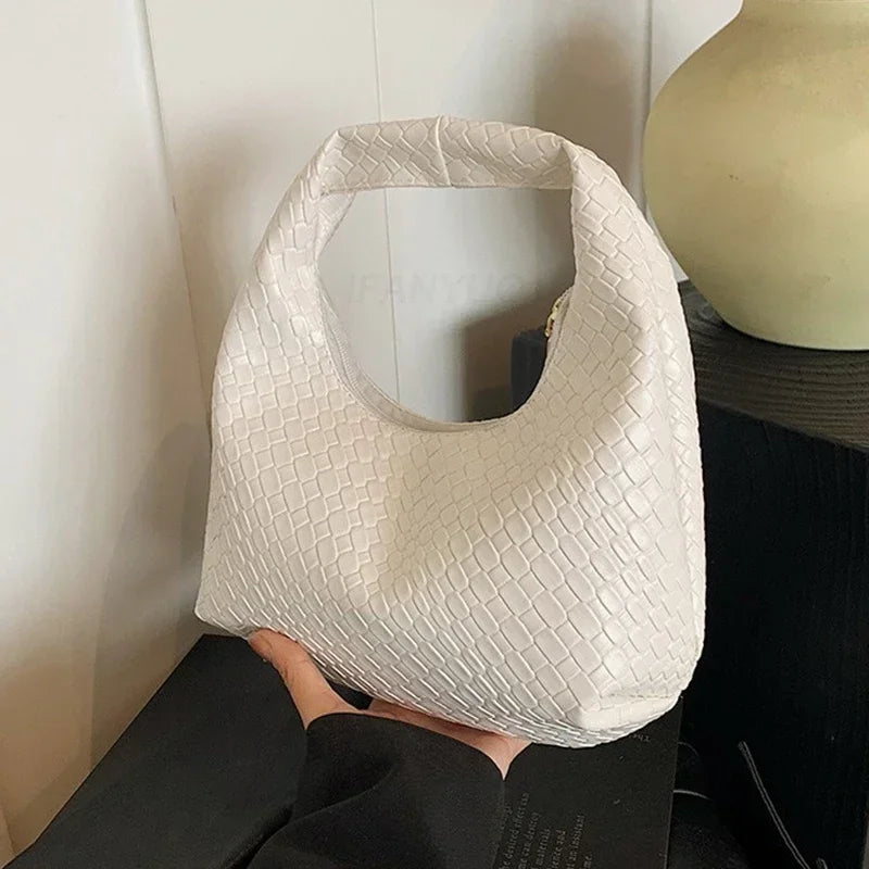 1 Pc Women Classic Fashion Woven Embossed Hobo Bags
