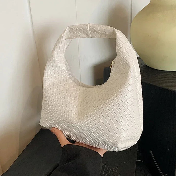 1 Pc Women Classic Fashion Woven Embossed Hobo Bags