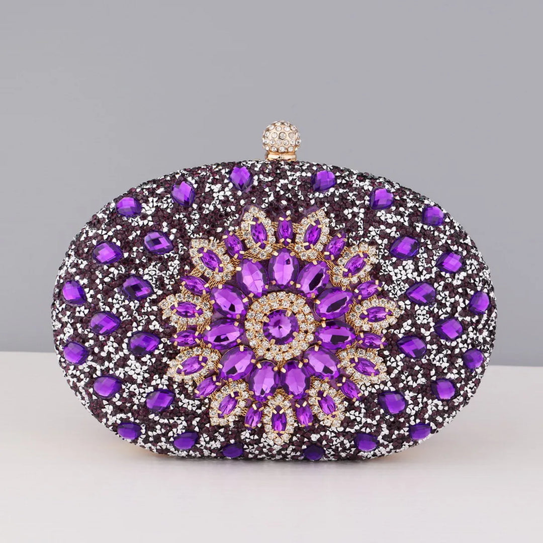 Flower Rhinestones Evening Bags Metal Prom Clutch