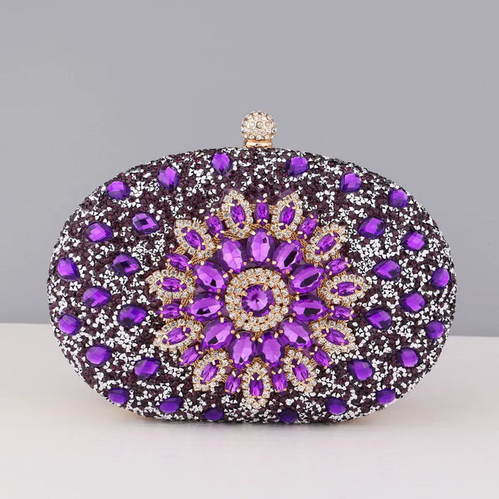 Flower Rhinestones Evening Bags Metal Prom Clutch