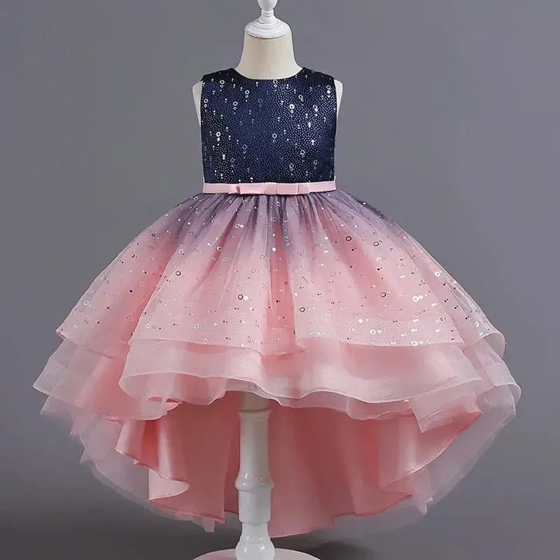 Girls Sequin Princess Dress – Sleeveless Formal Gown (Ages 3–14) - Bennys Beauty World
