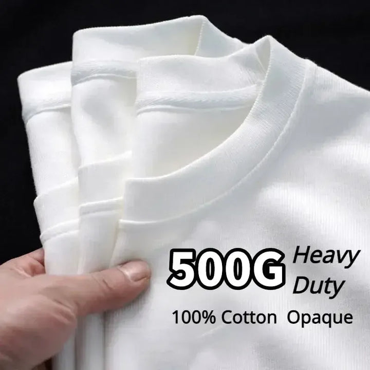 Black White GSM 500g Heavy-duty Pure Cotton T-shirt-T-Shirt-Bennys Beauty World