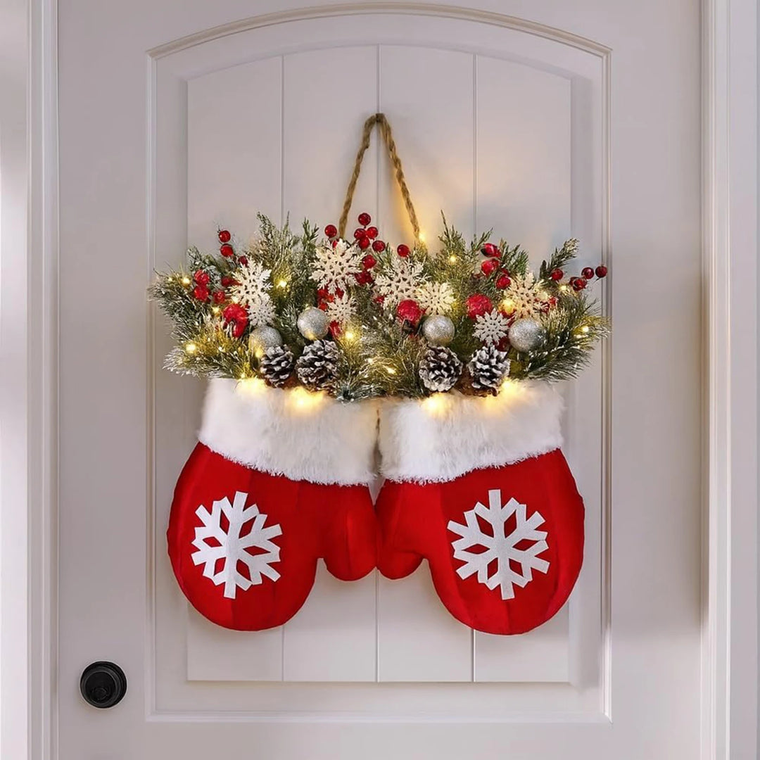 Christmas Garland Creative Glove-Shaped Simulated Flower Wreath