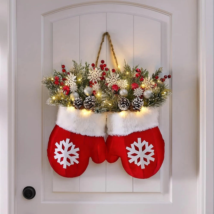 Christmas Garland Creative Glove-Shaped Simulated Flower Wreath