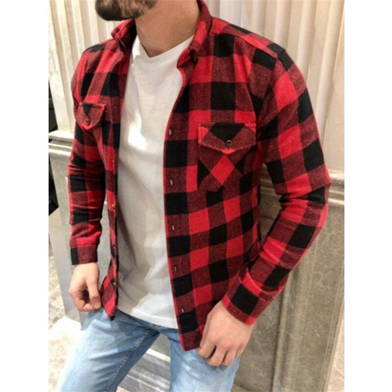 Long Sleeve Plaid Shirts for Mens Luxury Designer Clothes-Shirts-Bennys Beauty World