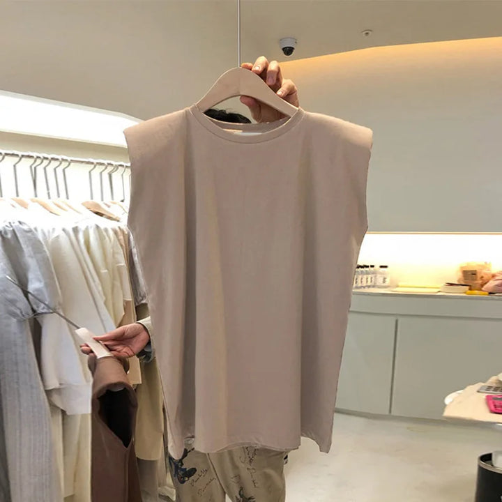 Women's O-neck Sleeveless White T-shirts