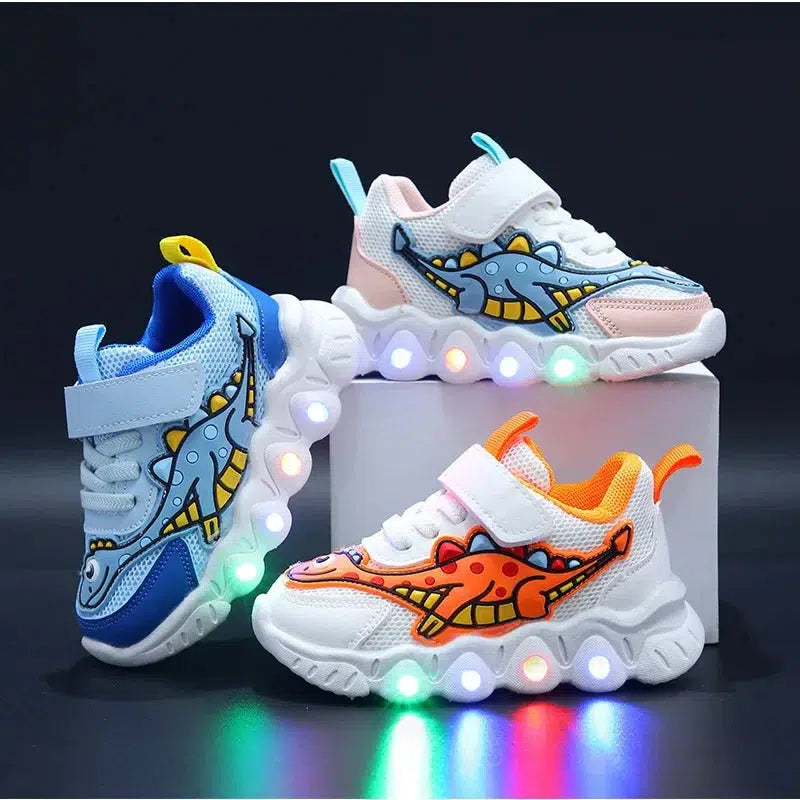 LED Kids Cartoon Dinosaur Boys Casual Sneakers-Shoes-Bennys Beauty World