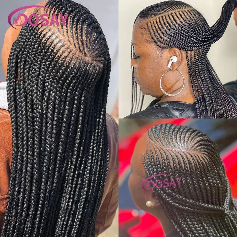 Synthetic Full Lace Front Wig Cornrow Double Braided Wigs