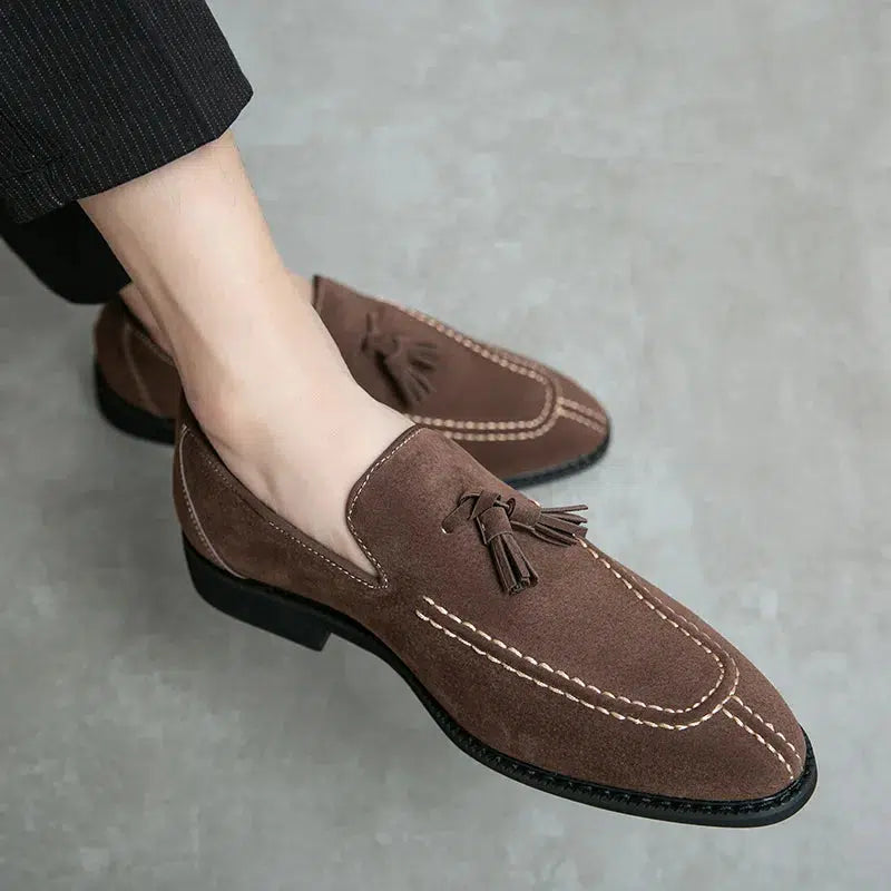 Mens Loafers Brand Suede Leather Shoes