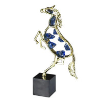 Metal Crafts Artificial Animal Sculpture Horse Golden Jewel Horse Blue Crystal Cut-out Decorative Figurines Home Decoration-Arlik interiors