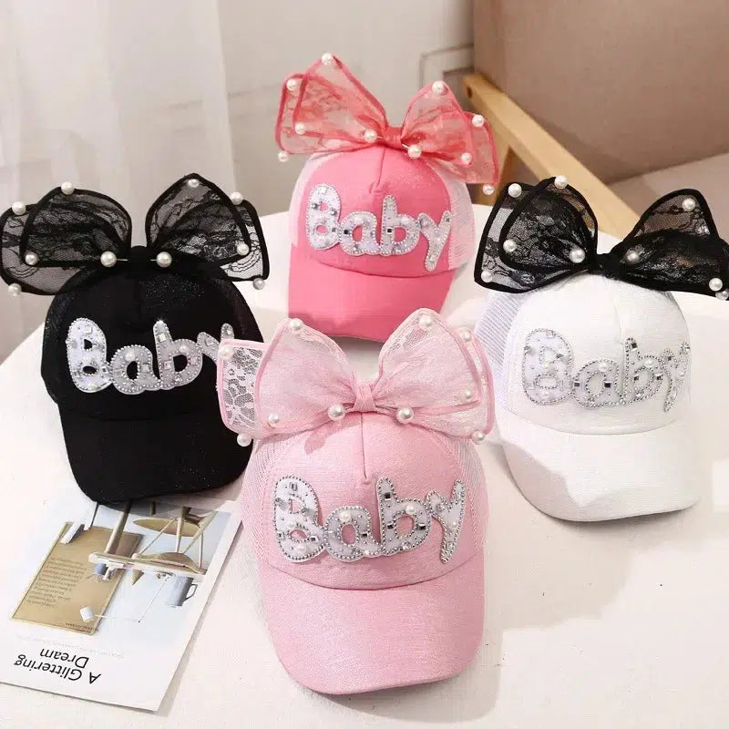 Childrens Big Bow Cartoon Baseball Caps