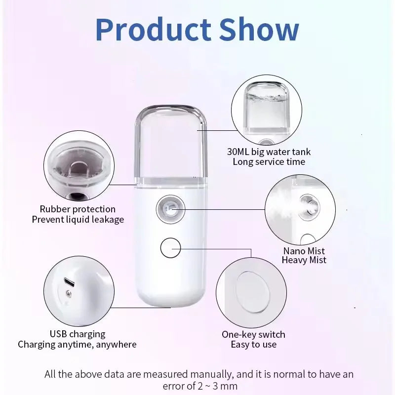 Portable Rechargeable Small Facial Steamer 30 ml