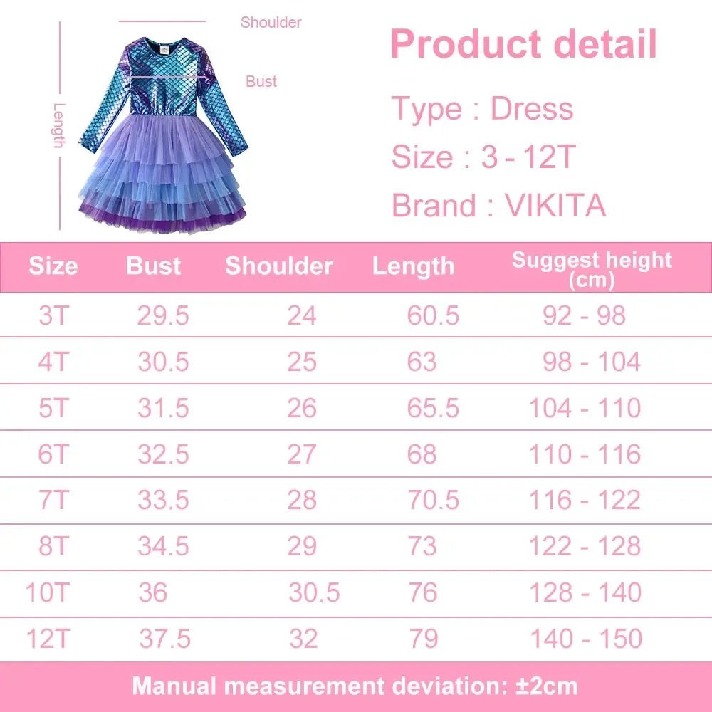 Girls Mermaid Princess Dress – Layered Tulle Party Outfit - Bennys Beauty World
