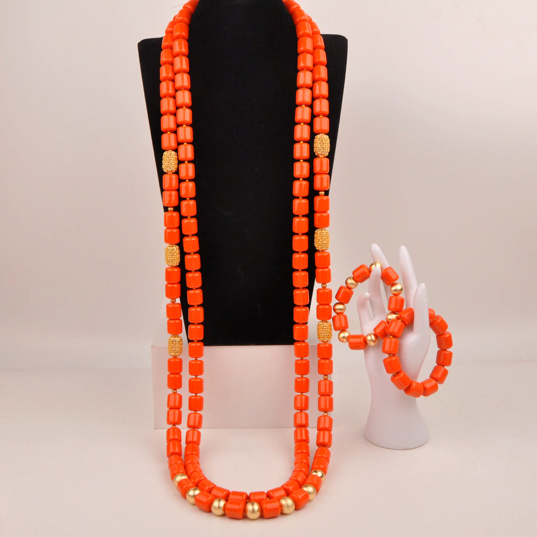 White Artificial Coral Bead Necklace African Jewelry Sets for Women