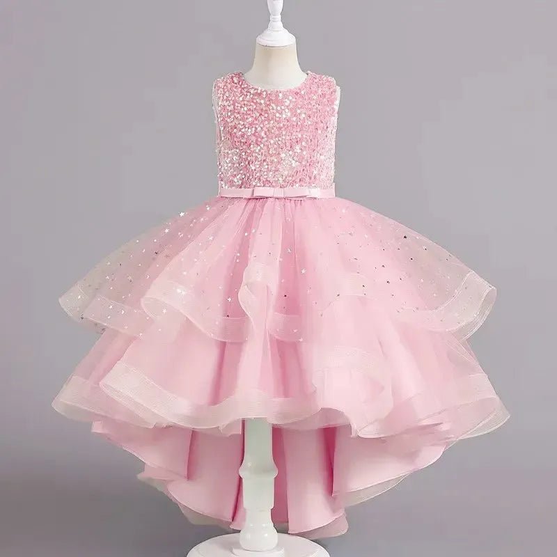 Girls Sequin Princess Dress – Sleeveless Formal Gown (Ages 3–14) - Bennys Beauty World