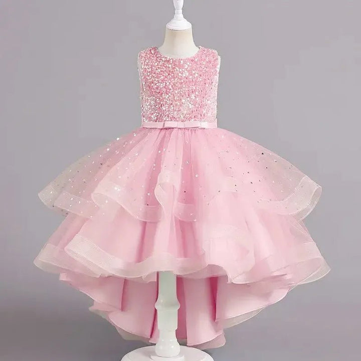 Girls Sequin Princess Dress – Sleeveless Formal Gown (Ages 3–14) - Bennys Beauty World