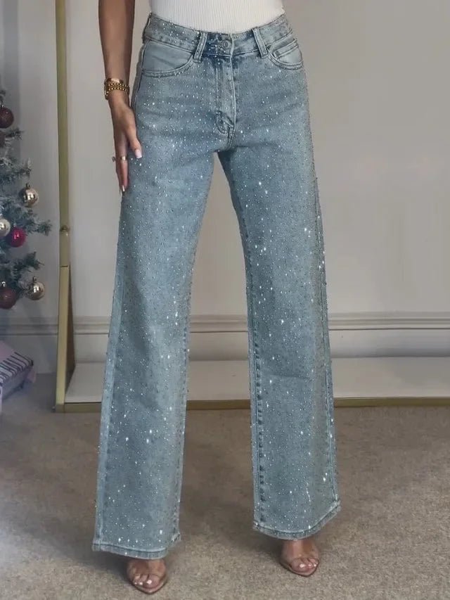 Jeans for Women Straight Diamonds Pants - Bennys Beauty World