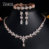 Zirconia Leaf Necklace Earrings Rings Bracelets Set for Women-necklace-Bennys Beauty World