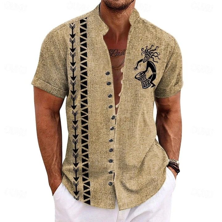 Men’s Linen Short Sleeve Shirt-Shirt-Bennys Beauty World